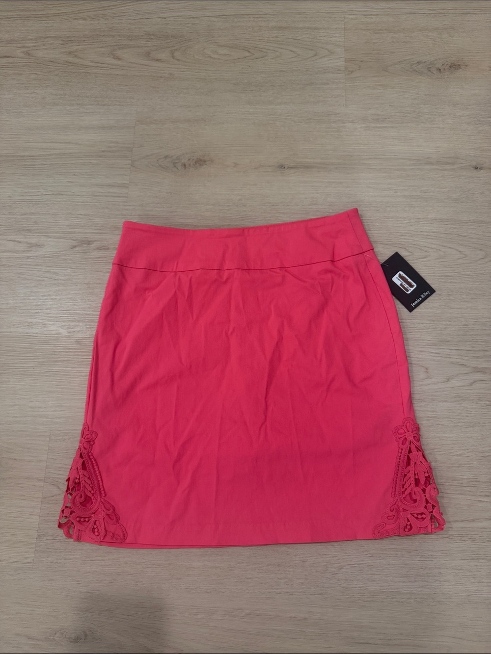 New Jessica Riley Small Women's Pink Crochet-Trim Pencil Skirt